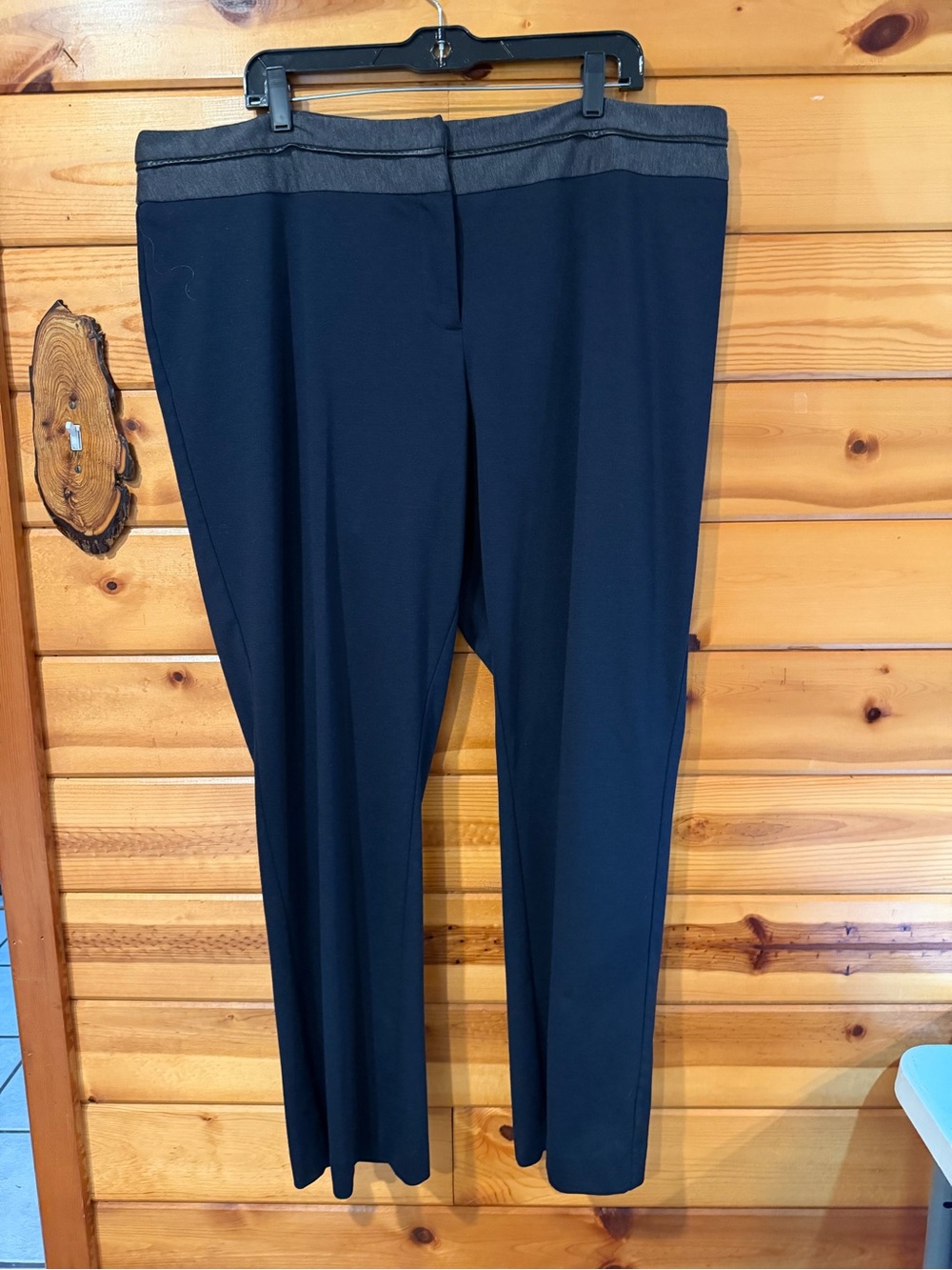 Lane Bryant BLACK Straight-Leg Pull-On Pants with Trim
